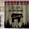 thumbnail image 1 of Black Bear Shower Curtain, Country Red Buffalo Plaid Check Pine Tree Woodland Animal Lodge Cabin Rustic Farmhouse Bathroom Decor, Fabric Shower Curtain, 72 X 72 Inch, Welcome, 1 of 5