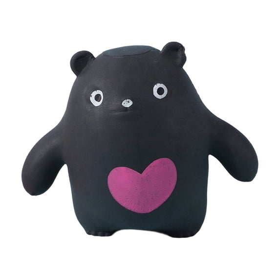 Black Bear Squishy Relaxation Toy with Pink Heart Design, 1-Pack, Soft Squeeze Toy for Relaxation