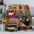 Black Bear Throw Blanket, Deer Elk Moose Woodland Animals Hunting Lodge