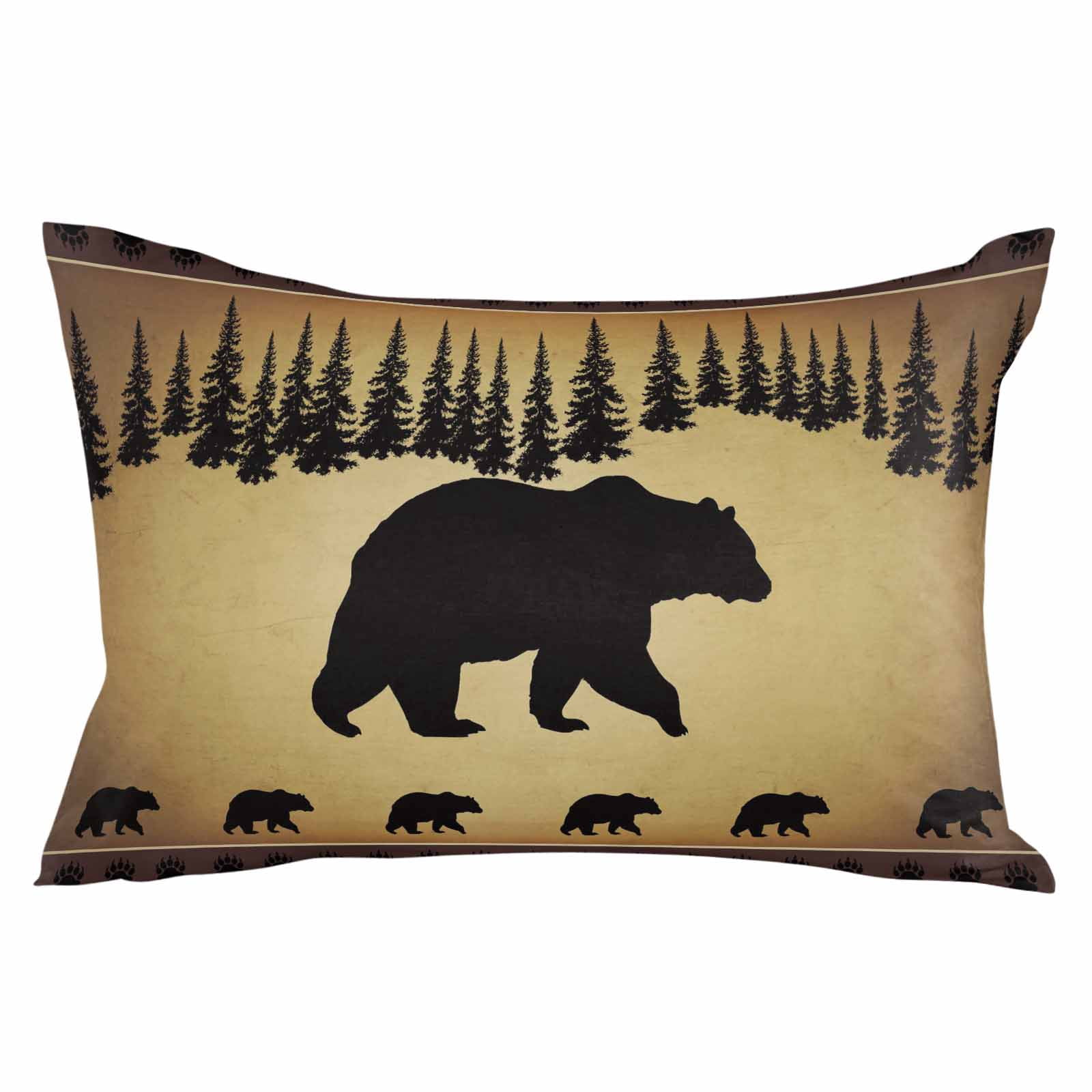 Black Bear Throw Pillow Cover 24 x 36 Inch Decorative Pillow Cover Vintage Animals Farmhouse Pine Brown Forest Lumbar Pillowcase Seasonal Rectangle Cushion Case for Couch Sofa Bed Living Room