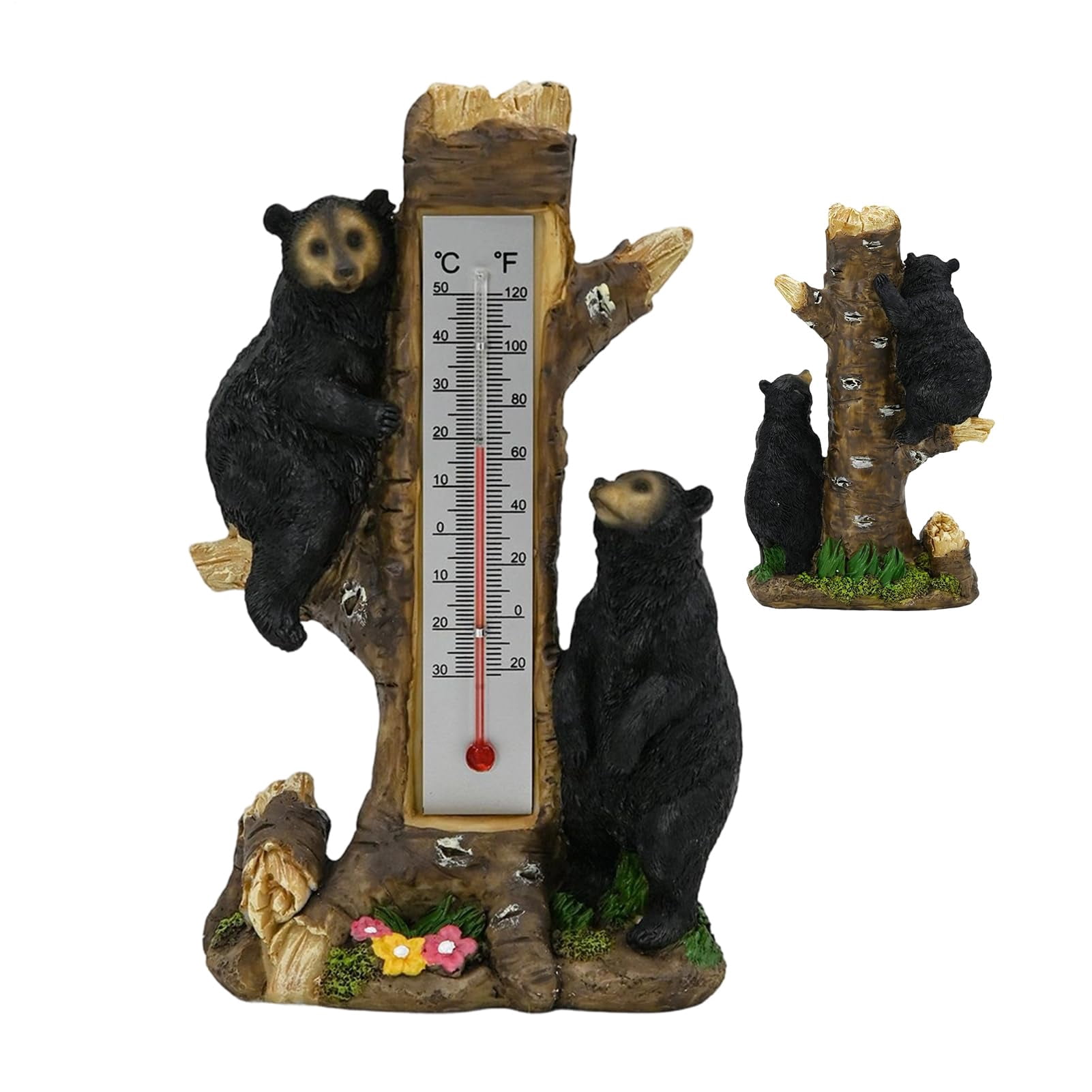 Black Bear Tree-shaped Thermometer Outdoor Decoration with Celsius ...