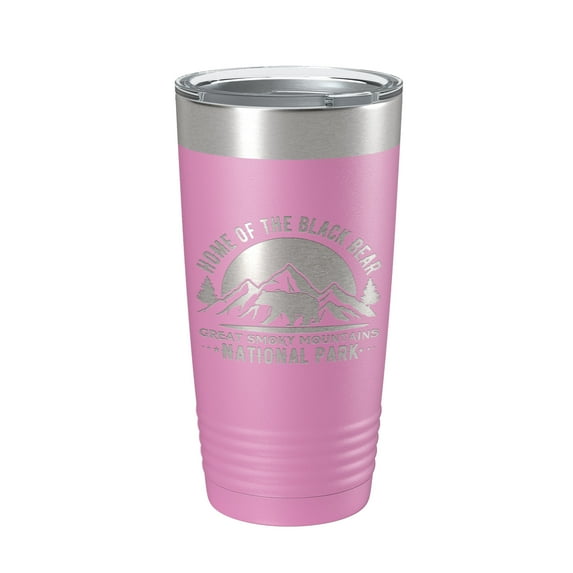 Black Bear Tumbler Great Smoky Mountains National Park Travel Mug Insulated Laser Engraved Coffee Cup GSMNP Gift 20 oz Light Purple
