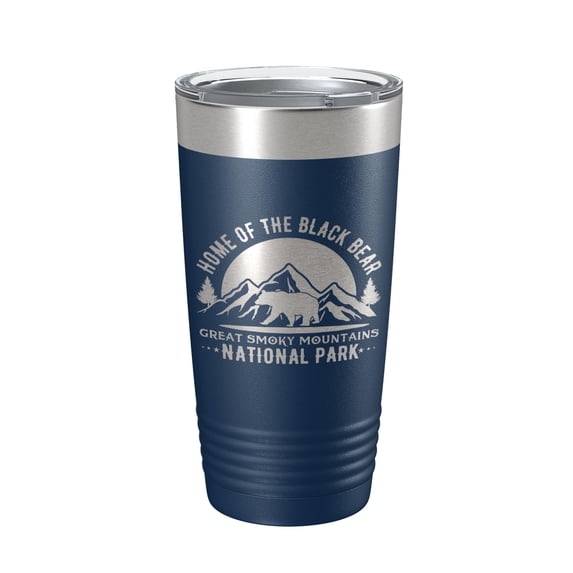 Black Bear Tumbler Great Smoky Mountains National Park Travel Mug Insulated Laser Engraved Coffee Cup GSMNP Gift 20 oz Navy Blue