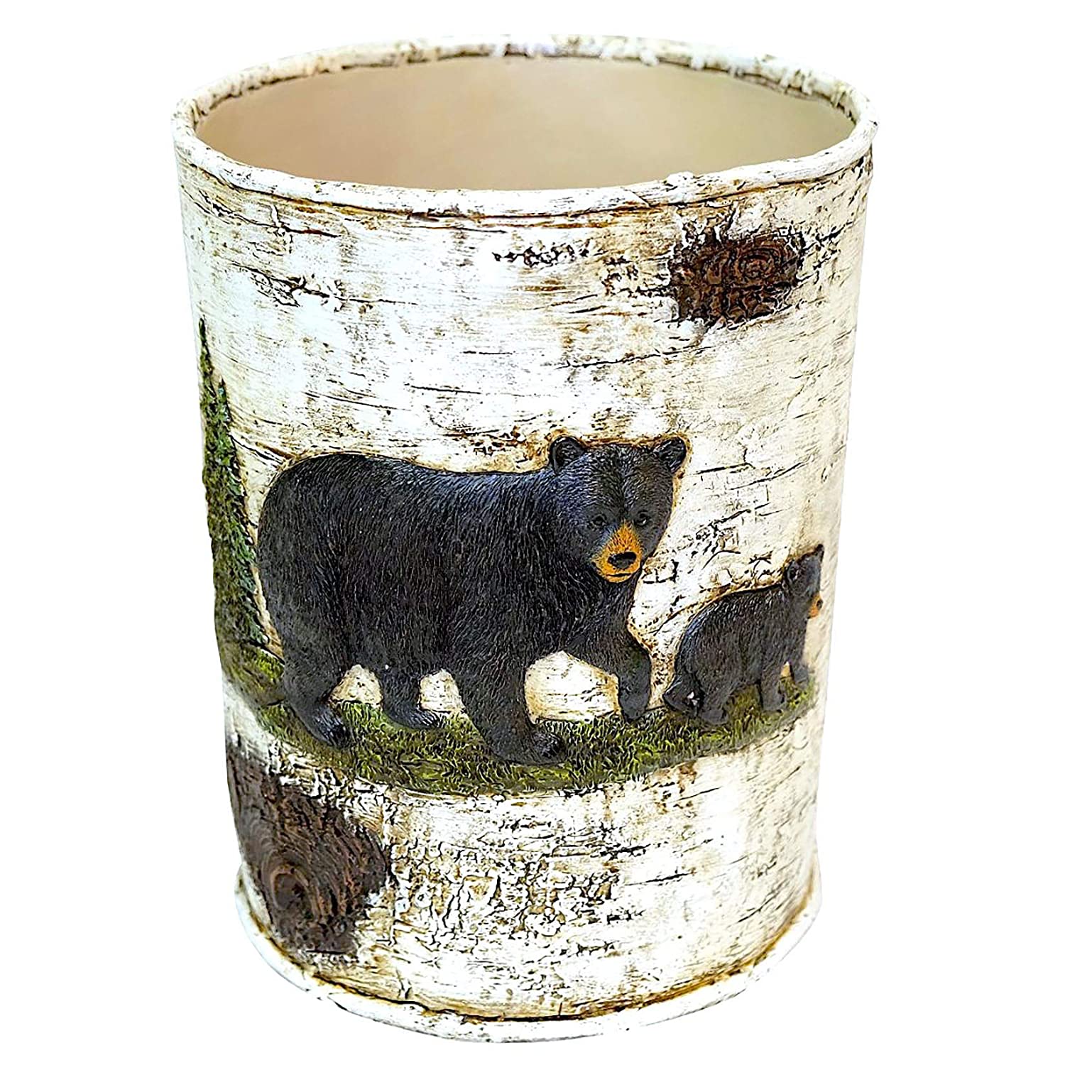 Black Bear Wastebasket Bathroom Office Kitchen Accessory Cabin Lodge Bath Decor