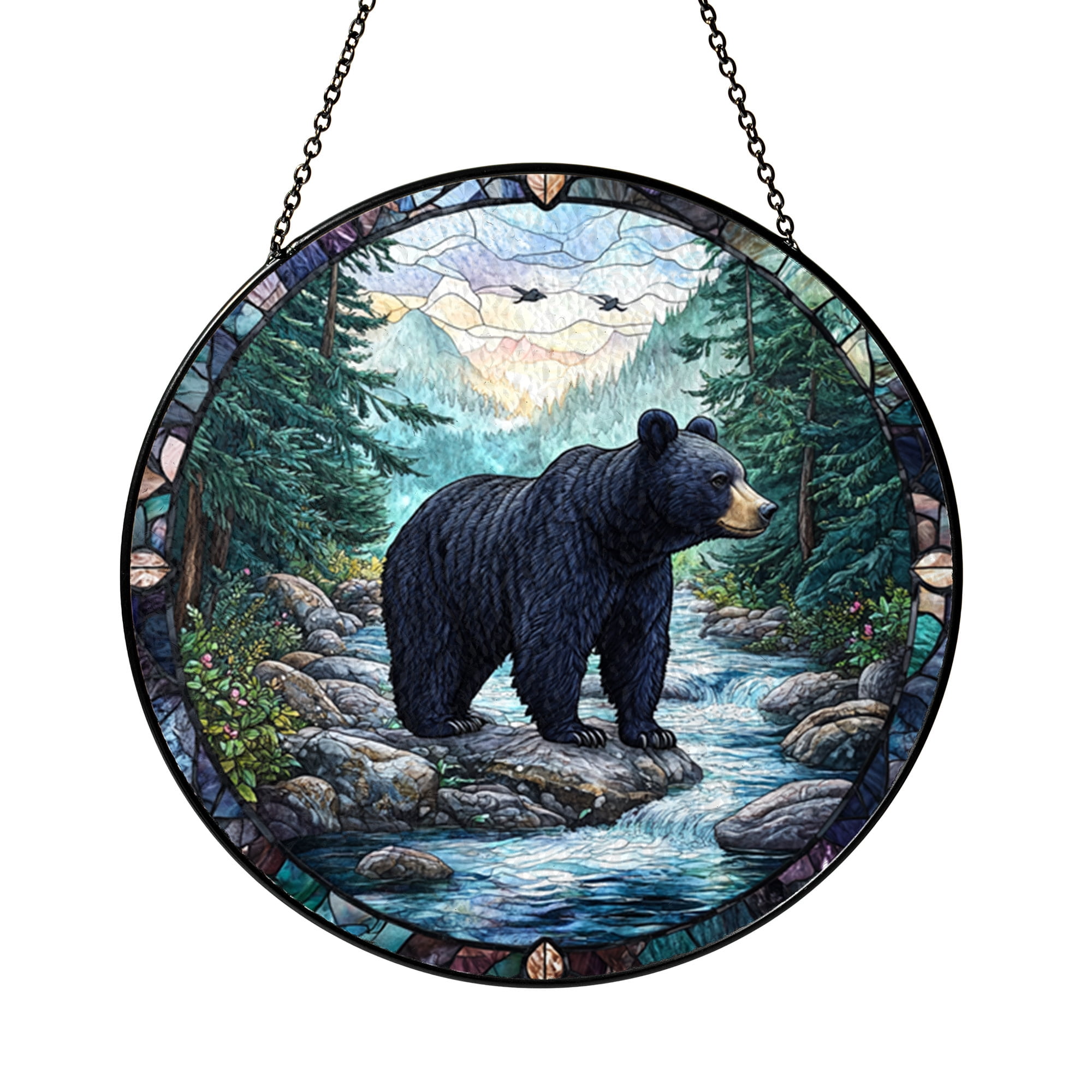 Black Bear Window Suncatcher with Glass Effect, Decorative Wildlife ...