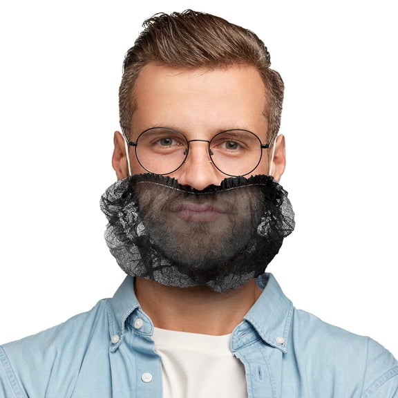 Black Disposable Beard Nets, Polypropylene Breathable Covers, 1000 Count, 18 in
