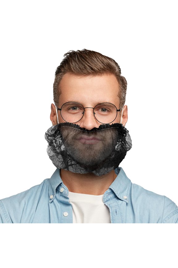 Black Disposable Beard Nets, Polypropylene Breathable Covers, 1000 Count, 18 in