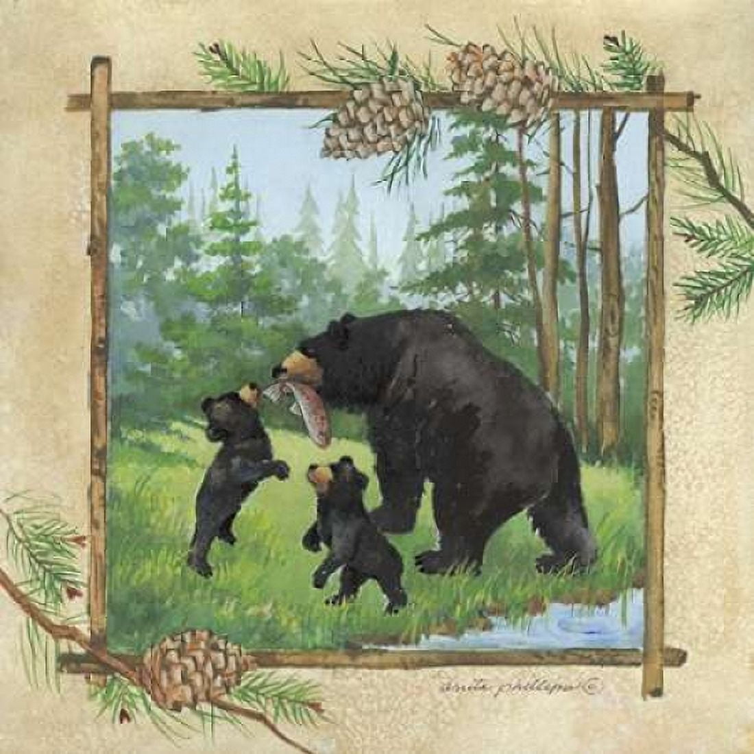 Black Bears III Canvas Art - Anita Phillips (24 x 24)