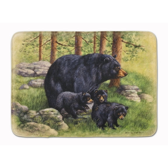 Black Bears by Daphne Baxter Machine Washable Memory Foam Mat