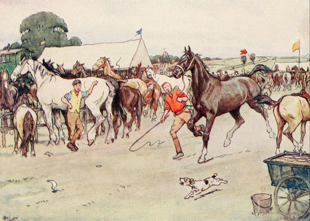 Black Beauty 1916 A horse fair Canvas Art - Cecil Aldin (24 x 36)