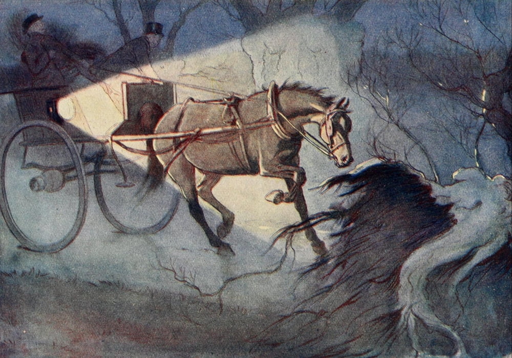 Black Beauty 1916 Frightened Canvas Art - Cecil Aldin (24 x 36)