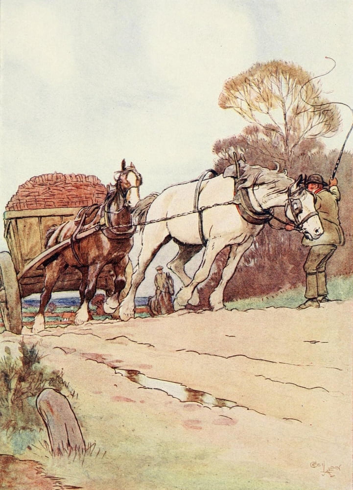Black Beauty 1916 Wheels were stuck Canvas Art - Cecil Aldin (24 x 36)
