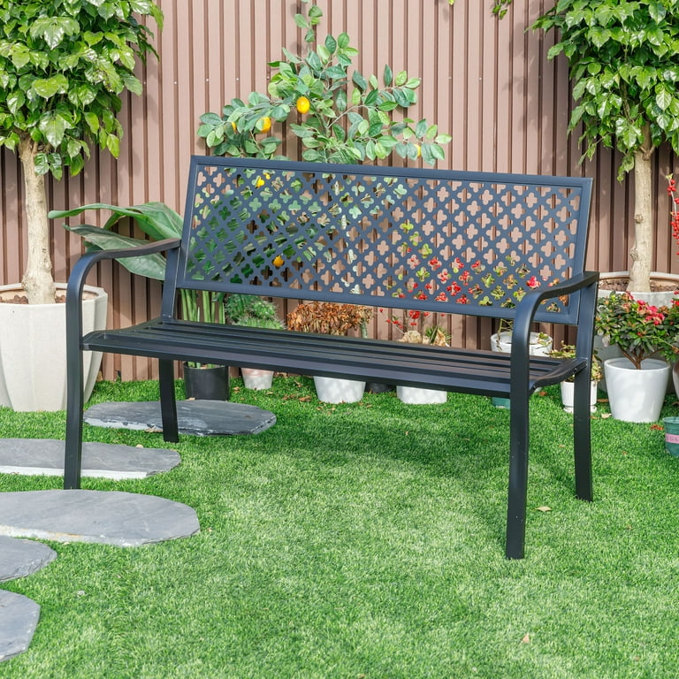 Black Beauty All Steel Garden Bench for Relaxation