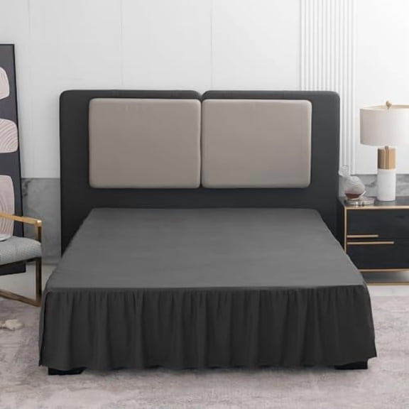 Black Bed Skirt Queen Size Ruffled Bed Skirt with Split Corners, Queen Bed Skirt 16 Inch Drop, Queen Size Bed Skirt Black for Ruffled Bed Skirt with Split Corners, Bed Skirt Queen Size