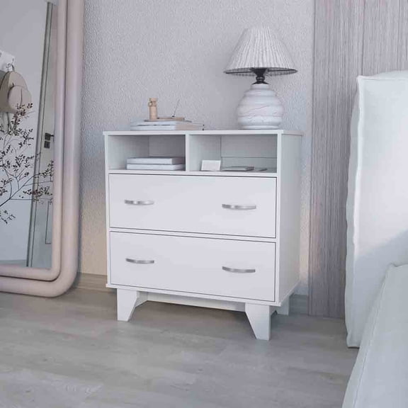 Black Bedroom Double Drawer Dresser, Smooth Surface Durable Frame for Bedroom Storage Use - Dressers