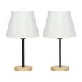 thumbnail image 1 of Black Bedside Lamps Set of 2 with Wooden Base, Linen Shade, 1 of 3