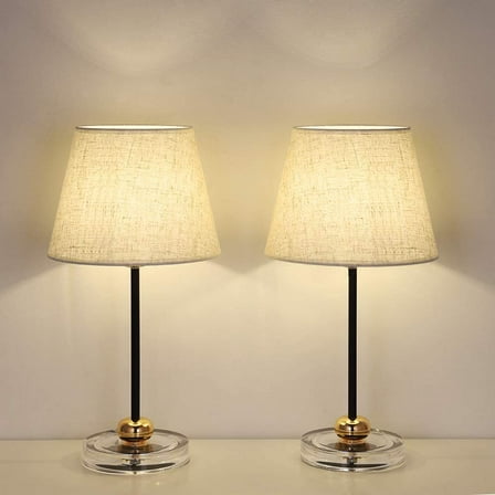 Black Bedside Nightstand Lamps with Clear Acrylic Base Set of 2