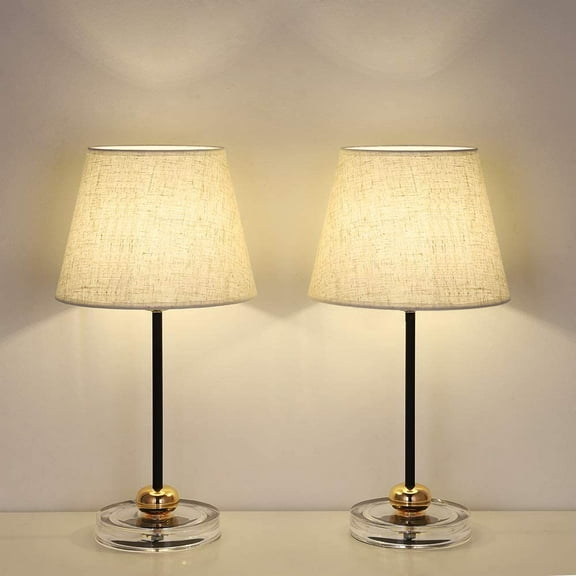 Black Bedside Nightstand Lamps with Clear Acrylic Base Set of 2