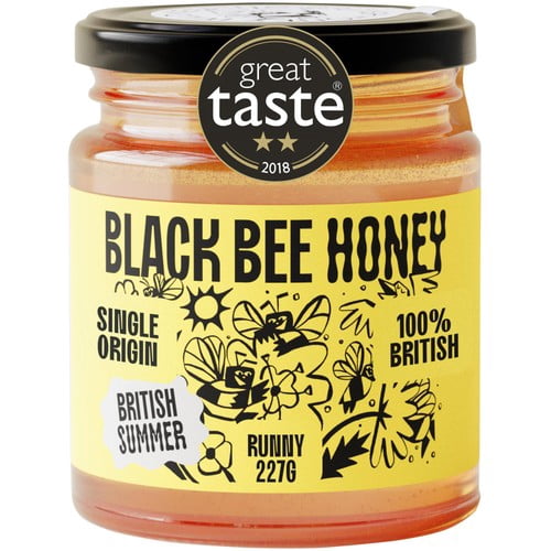 Black Bee Honey British Summer Runny Wildflower Honey 227g, British Import (Pack of 2)