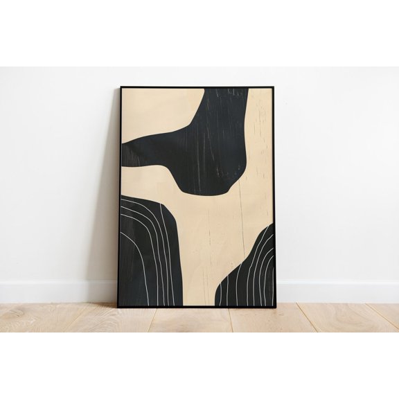 Black & Beige Abstract Art Giclée Print Modern Minimalist Wall Decor