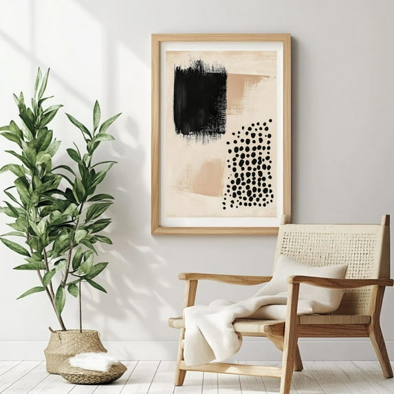 Black Beige Abstract Poster – Minimalist Art Print With Spots Texture Japandi, Modern Boho, Neutral Interior Wall Art, Unframed Canvas Size 24x36 F03.1.22l922