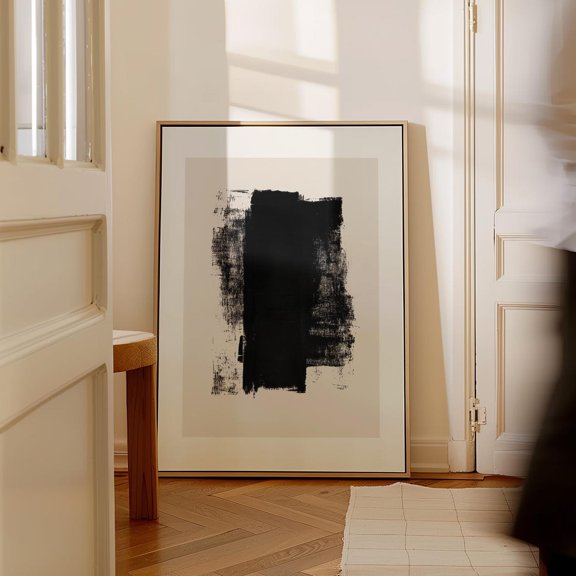 Black Beige Abstract Wall Art Print