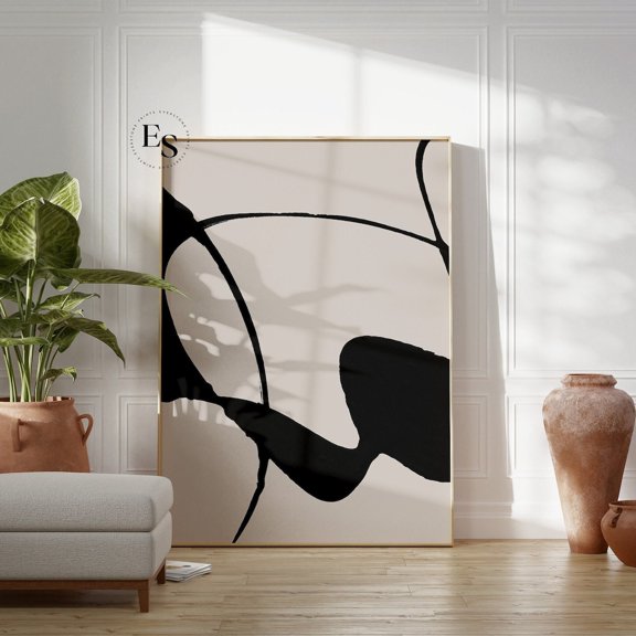 Black Beige Abstract Wall Art Print