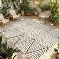thumbnail image 1 of Black Beige Boho Outdoor Rug for Patio/Deck/Porch, Non-Slip Large Area Rug 3 x 5 Ft, Vintage Ethnic Tribe Abstract Art Indoor Outdoor Rugs Washable Area Rugs, Reversible Camping Rug Carpet Runner, 1 of 8