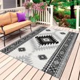 thumbnail image 1 of Black Beige Boho Outdoor Rug for Patio/Deck/Porch, Non-Slip Large Area Rug 5 x 8 Ft, Vintage Ethnic Tribal Southwestern Indoor Outdoor Rugs Washable Area Rugs, Reversible Camping Rug Carpet Runner, 1 of 8
