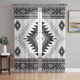 thumbnail image 1 of Black Beige Boho Sheer Curtains 72 Inch Length 2 Panels Set, Vintage Ethnic Tribal Southwestern Voile Window Treatment Rod Pocket Curtains Sheers Drapes for Bedroom/Living Room/Kitchen 52"x72"x2, 1 of 7