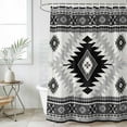 thumbnail image 1 of Black Beige Boho Waterproof Fabric Shower Curtain,Vintage Ethnic Tribal Southwestern Waterproof Fabric Shower Curtain for Bathroom Curtains Bathtubs Hotel Shower Curtains with 12 Hooks Standard 72x72, 1 of 8