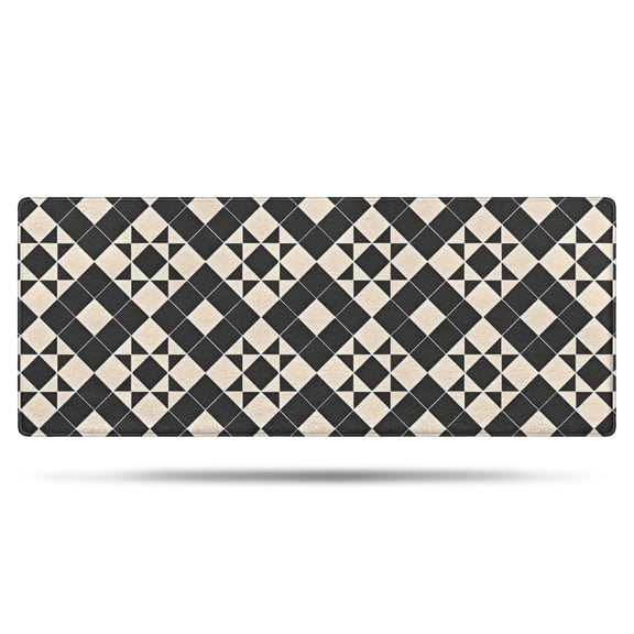 Black Beige Checkerboard Checkered Pattern Bathroom Rugs Mat,Non Slip Microfiber Bathroom Rug,Rubber Backing,Soft Bathroom Mats for Bathroom Floor,Tub and Shower,60x24in(150x60cm)