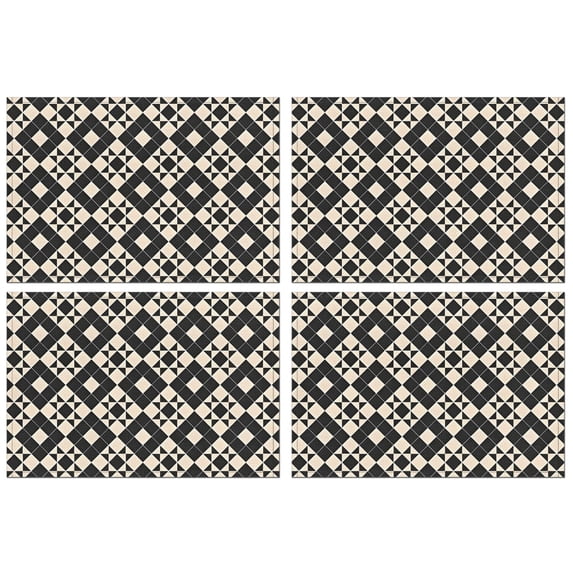 Black Beige Checkerboard Checkered Pattern Summer Placemats Table Placemats Set Of 4-Linen Kitchen Washable Placemats Table Mats 11.8"x17.7" Non-Slip Heat Resistant