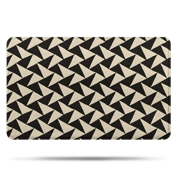 Black Beige Chevron Pattern Bathroom Rugs Mat,Non Slip Microfiber Bathroom Rug,Rubber Backing,Soft Bathroom Mats for Bathroom Floor,Tub and Shower,20x32in(50x80cm)