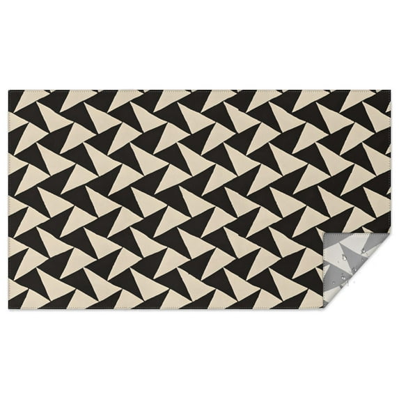 Black Beige Chevron Pattern Rectangle Tablecloth 60"x102",Waterproof Polyester Rectangle Table Cloth, Wipeable Spillproof Polyester Tablecloth for Dining, Camping, Indoor and Outdoor