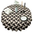 thumbnail image 1 of Black Beige Chevron Pattern Round Tablecloth 60"x60",Wrinkle Wipeable Table Cloth for Kitchen Dining Room Picnic Patio Party, 1 of 6