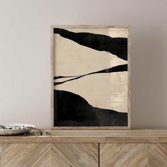 Black Beige Contemporary Abstract Wall Art Print