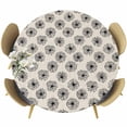 thumbnail image 1 of Black Beige Dandelion Round Tablecloth, Fitted Table Cover with Elastic for 55"-60" Round Tables, Farmhouse Botanical Blossom Table Cloth Outdoor Indoor Dinning Party Waterproof Tablecloths, 1 of 7