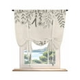 thumbnail image 1 of Black Beige Fall Tie Up Curtains for Windows 45 Inch Length Balloon Curtains Kitchen Adjustable Balloon Window Shade Thanksgiving Eucalyptus Leaves Art Tie Up Valance Bathroom Curtain Window 42"x45", 1 of 6