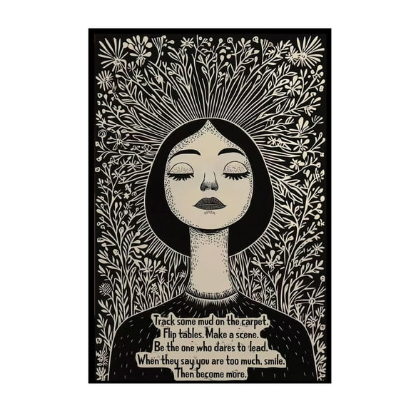 Black and Beige Feminist Canvas Wall Art Motivational Women Empowerment Social Justice Art Women's room decoration posters Living Room Bathroom Bedroom Wall Art