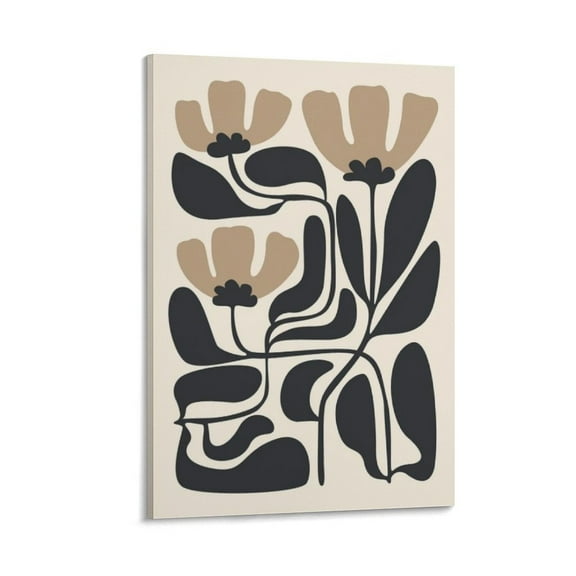 Black And Beige Flower Poster Abstract Botanical Art Matisse Inspired Botanical Print Japandi Wall Art Boho Flower Print Digital Art Poster For Bedroom Kitchen Bathroom Living Room Office Decor