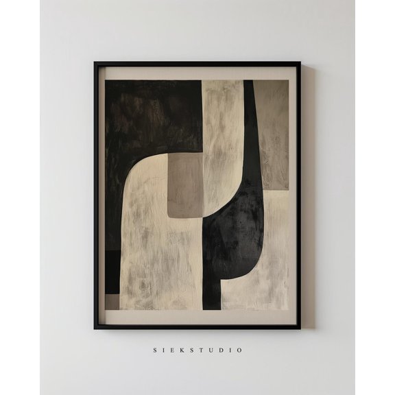 Black Beige Geometric Wall Art Print