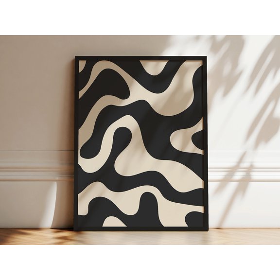Black Beige Japandi Minimalist Geometric Decor Wall Art