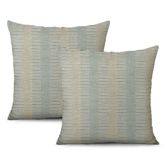 Black & Beige Modern Boho Pillow Covers 20x20inch Inch, Decorative Stripe Patchwork Design (Set of 2)