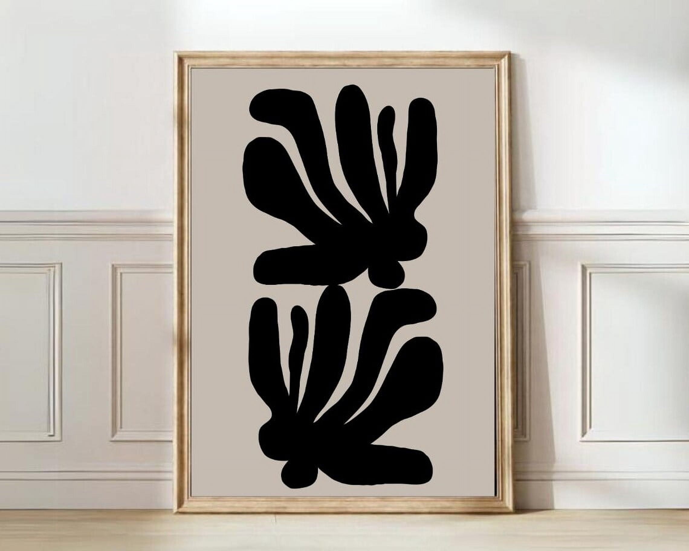 Black Beige Modern Gallery Wall Abstract Botanical Print Organic Shapes ...