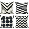 thumbnail image 1 of Black Beige Outdoor Throw Pillow Covers Cases 18x18 Set of 4 Boho Fall Mid Century Stripes Decorative Accent Cushionfor Sofa Paito Couch Bed Room,Black Tan Geometric Decor, 1 of 6