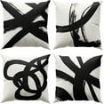 thumbnail image 1 of Black and Beige Pillow Covers Set of 4 18x18 Inch Abstract Striped Throw Pillows for Modern Living Room Sofa Bed Decor Add Sophistication with Contemporary Design, 1 of 6