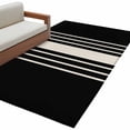 thumbnail image 1 of Black Beige Striped Area Rug Washable 3x5 Entryway Rug Non-Slip Indoor Low Pile Modern Farmhouse Retro Lines Floor Carpet Small Rugs for Bedroom Office Living Room Kitchen Entrance Nursery, 1 of 9