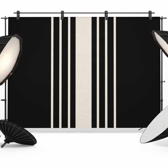 Black Beige Striped Backdrop for Photography,Fabric Photo Background Backdrop,Modern Farmhouse Retro Lines Photo Booth Background for Portrait Photoshoot Video Wedding Studio Decoration Banner 7x5ft