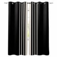thumbnail image 1 of Black Beige Striped Blackout Curtains for Bedroom Living Room Darkening Curtains 54 Inch Long Modern Farmhouse Retro Lines Short Curtain for Small Window Treatment Insulated Grommet Drapes 42"x54"x2, 1 of 9